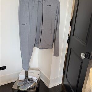 Nike Gray Tracksuit with Colorful Sneakers